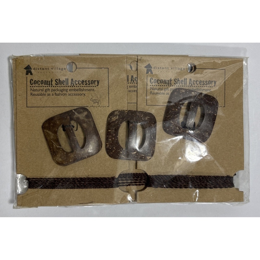 VTG Nashville Wraps 1.5" Sq Coconut Shell Sliders Bulk 6-Pack Gift Wrap Decor